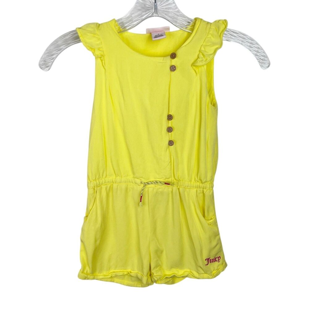 Juicy Couture Romper Youth 4 Yellow Ruffled Sleeve Shorts One Piece Girls Kids